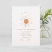 Burnt Orange Sun Minimal Boho Wedding Qr Code Einladung (Stehend Vorderseite)