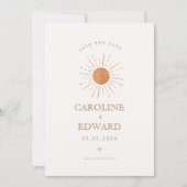 Burnt Orange Sun Retro Boho Save the Date Qr Code (Vorderseite)