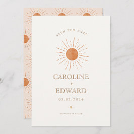 Burnt Orange Sun Retro Boho Save the Date Qr Code