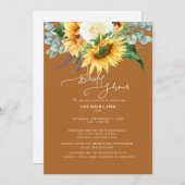 Burnt Orange Sunflower Eukalyptus Brautparty Einladung (Vorne/Hinten)
