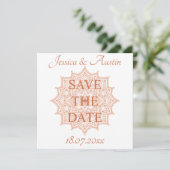 Burnt Orange Sunrise Mandala Sommer Fall Save The Date (Stehend Vorderseite)