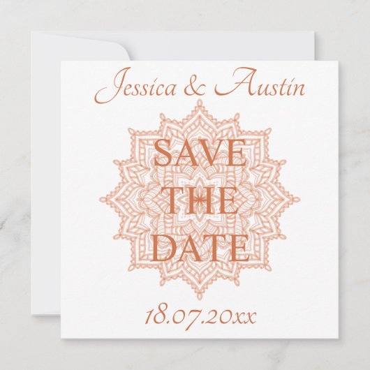 Burnt Orange Sunrise Mandala Sommer Fall Save The Date (Vorderseite)