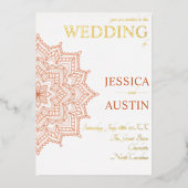 Burnt Orange Sunrise Mandala Summer Hochzeit im He Folieneinladung (Vorderseite)