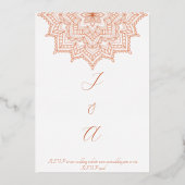 Burnt Orange Sunrise Mandala Summer Hochzeit im He Folieneinladung (Rückseite)