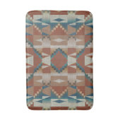 Burnt Orange Taupe Brown Aquamarines blaues Tribal Badematte (Vorderseite Vertikal)