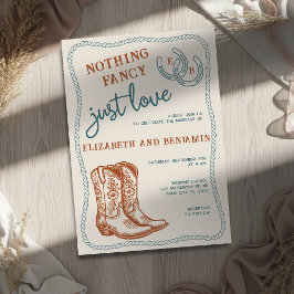 Burnt Orange Teal Cream Western Horseshoe Wedding Einladung
