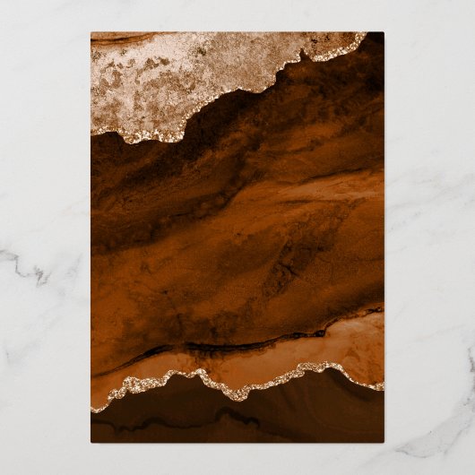 Burnt Orange Terracotta Agate Black Wedding Gold Folieneinladung (Rückseite)