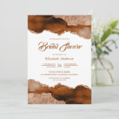 Burnt Orange Terracotta Agate Marble Brautparty Einladung (Stehend Vorderseite)