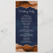 Burnt Orange Terracotta Agate Marble Navy Hochzeit Programm (Rückseite)