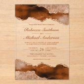 Burnt Orange Terracotta Agate Marble Wedding Acryleinladungen (Vorderseite)