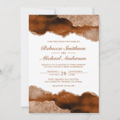 Burnt Orange Terracotta Agate Marble Wedding Einladung (Vorderseite)