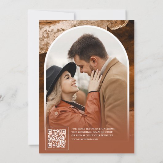 Burnt Orange Terracotta Agate Marble Wedding Foto Save The Date (Rückseite)