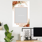 Burnt orange Terracotta Babydusche Foto Stütze Poster (Heimbüro)