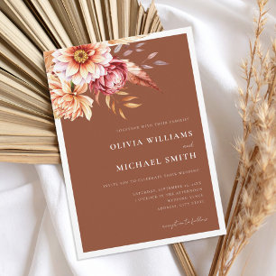 Burnt Orange Terracotta Boho Chic Floral Wedding Einladung