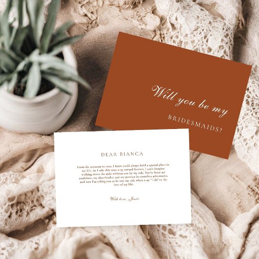 Burnt Orange Terracotta Bridesmaid Proposal Card Einladung