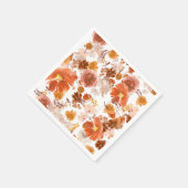 Burnt Orange Terracotta Floral Bouquet Wedding Serviette (Ecke)