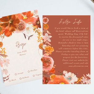 Burnt Orange Terracotta Floral Extra Info Begleitkarte