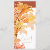 Burnt Orange Terracotta Floral Wedding Menu Menükarte (Rückseite)