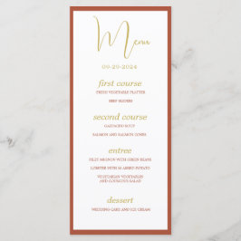 Burnt Orange Terracotta Floral Wedding Menu Menükarte