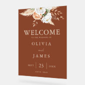 Burnt Orange Terracotta Floral Wedding Willkommen Acrylschild (Winkel)