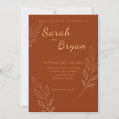 Burnt Orange Terracotta Foto Monogram Wedding Einladung (Vorderseite)
