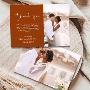 Burnt Orange Terracotta Foto Wedding Vielen Dank Dankeskarte