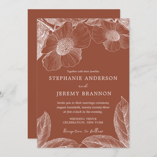 Burnt Orange Terracotta Kunstvoll wandern im Valle Einladung (Vorne/Hinten)