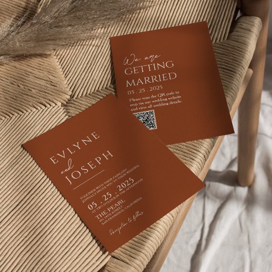 Burnt Orange Terracotta Minimalistisch Boho Weddin Einladung