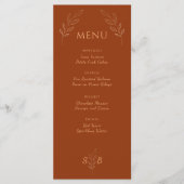 Burnt Orange Terracotta Monogram Boho Wedding Menükarte (Vorderseite)