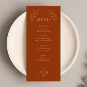 Burnt Orange Terracotta Monogram Boho Wedding Menükarte
