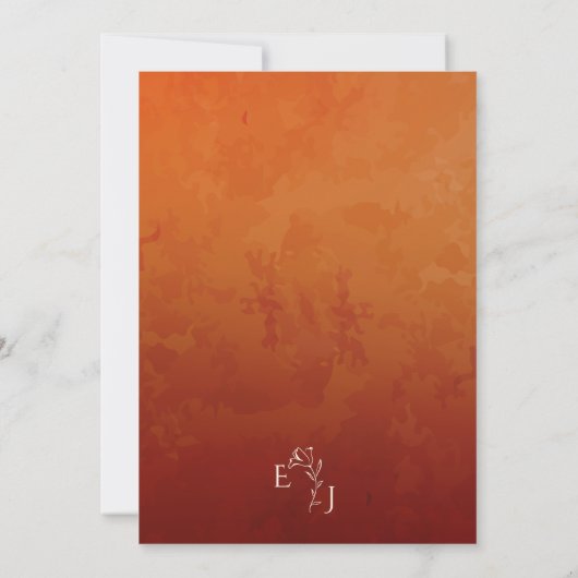 Burnt orange Terracotta Rustikale Herbst Hochzeit Einladung (Rückseite)