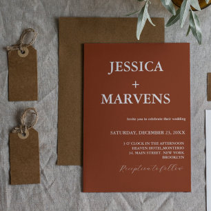 Burnt Orange Terracotta Rustikale Hochzeit Einladung