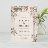 Burnt orange Terracotta und grüne Laubbogen Einladung (Stehend Vorderseite)