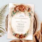 Burnt orange Terracotta und grünes Blattwerk boho Einladung