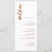 Burnt Orange Terracotta Wedding Menu Cards Menükarte (Vorderseite)