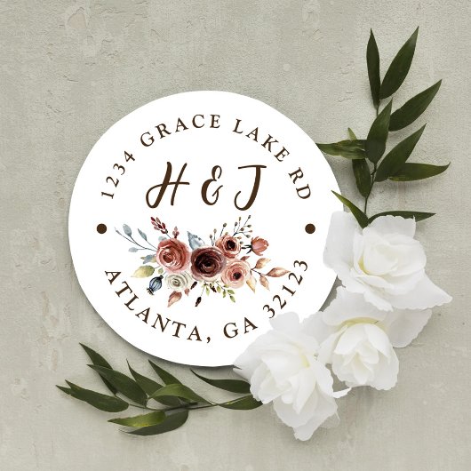 Burnt Orange Terracotta Wedding Rücksendeadresse Runder Aufkleber