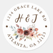 Burnt Orange Terracotta Wedding Rücksendeadresse Runder Aufkleber (Vorderseite)