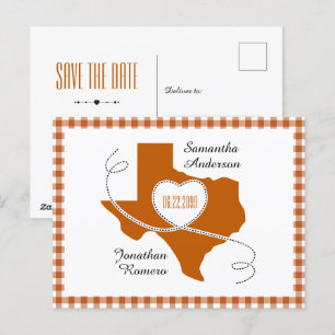 Burnt Orange Texas Curling Ribbon Save the Date Postkarte