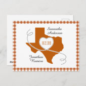 Burnt Orange Texas Curling Ribbon Save the Date Postkarte (Vorne/Hinten)
