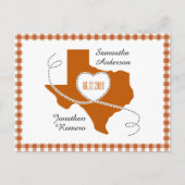 Burnt Orange Texas Curling Ribbon Save the Date Postkarte (Vorderseite)
