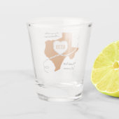 Burnt Orange Texas Curling Ribbon Wedding Date Schnapsglas (Rückseite)