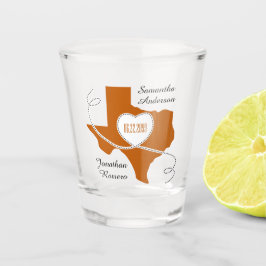 Burnt Orange Texas Curling Ribbon Wedding Date Schnapsglas