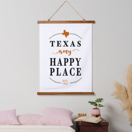 Burnt Orange Texas is My Happy Place Wandteppich Mit Holzrahmen (Schlafzimmer)