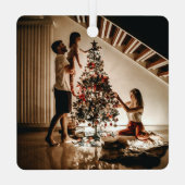 Burnt Orange Texas JOY Foto Holiday Ornament Aus Metall (Rückseite)