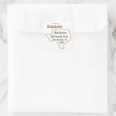 Burnt Orange Texas Kontur Couple Address Label Quadratischer Aufkleber (Tasche)