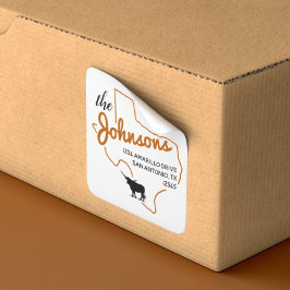 Burnt Orange Texas Longhorn Familienadressen-Label Quadratischer Aufkleber