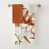 Burnt Orange Tiger Lily Pattern Badhandtuch Set (Insitu)