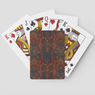 Burnt Orange Touch Royal Blue Damask Spielkarten