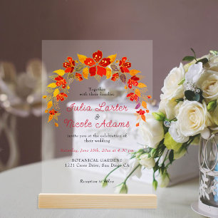 Burnt Orange Tropical Hibiskus Florals Wedding Acryleinladungen
