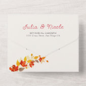 Burnt Orange Tropical Hibiskus Florals Wedding All In One Einladung (Rückseite)